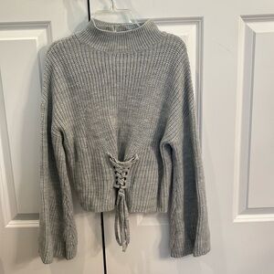 Nordstrom Gray Knit Cropped Corset Sweater